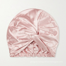 Custom logo Women Silk Sleeping Hair night caps Double Layer silk turban 100% mulberry silk bonnets